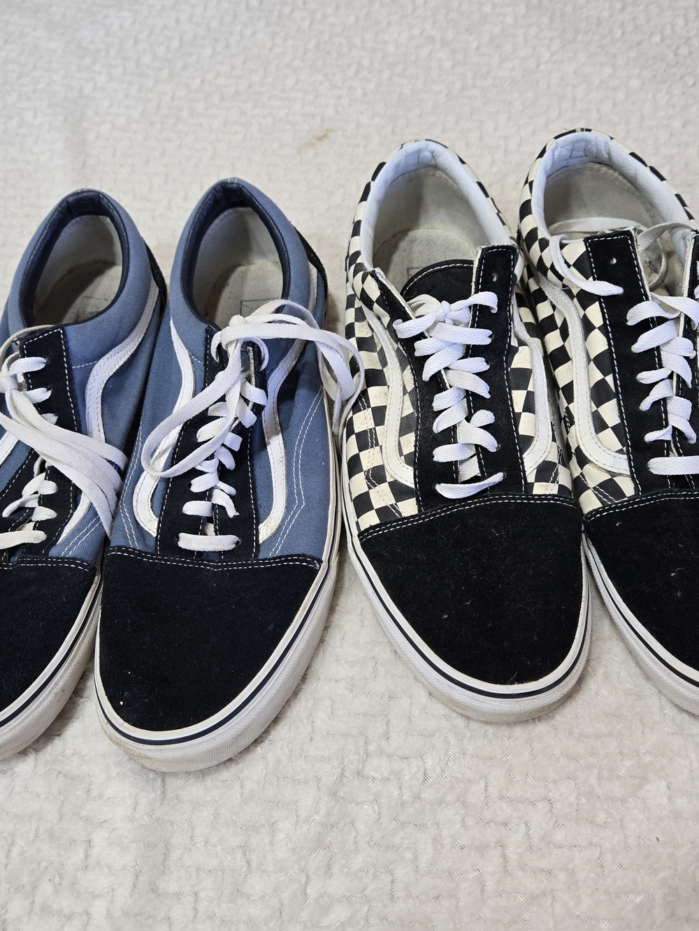 Vans OLD SKOOL Navy & Checkered W/ Black Suede Mens Size 14 Bundle 2 Pairs